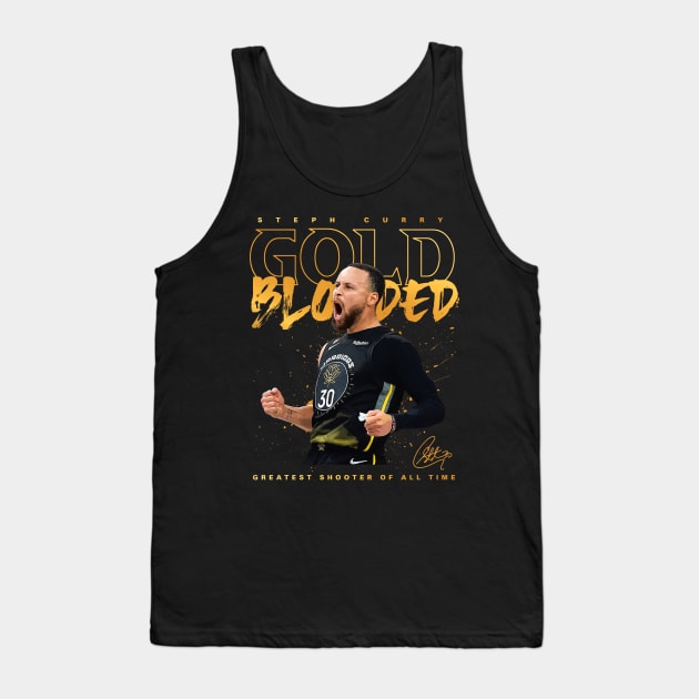 Steph Curry Gold Blooded Tank Top by Juantamad